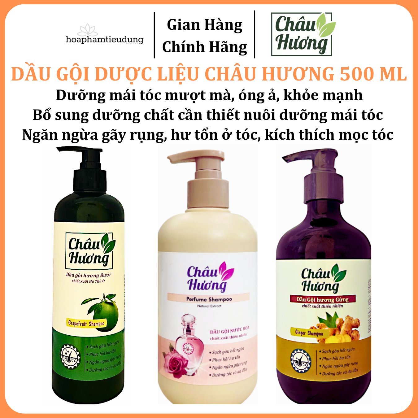  Dầu gội dược liệu chiết xuất thiên nhiên CHÂU HƯƠNG 500ml 
