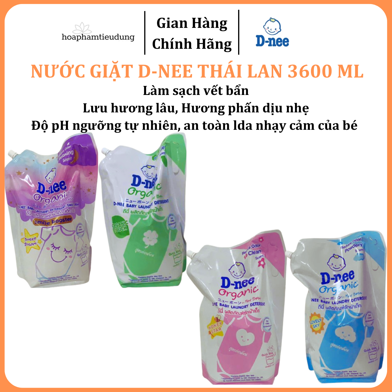  Nước giặt D-nee Thái Lan túi lớn 3600ml 