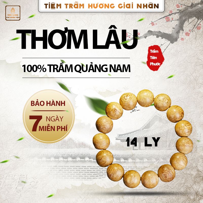  Vòng tay Trầm hương Như Ý đốt tròn – 14 ly 
