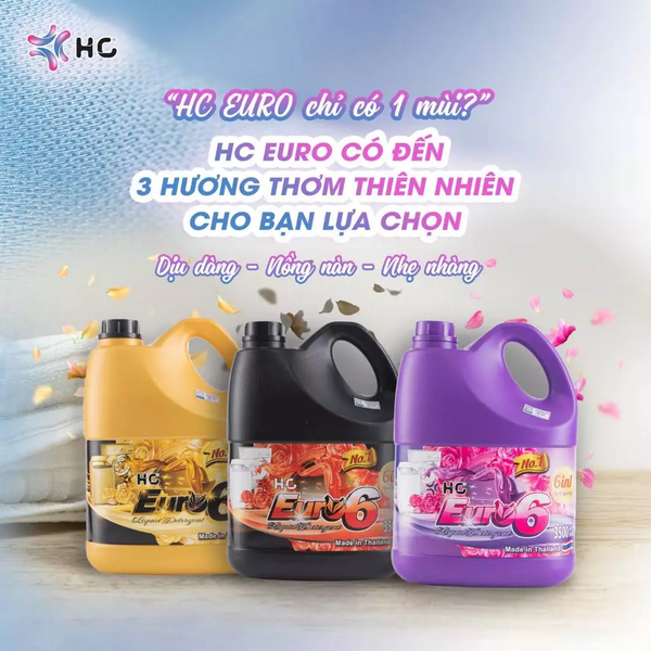 Nước Giặt Xả HC EURO 6IN1 3.5L Chuẩn Hàng Nội Địa Thái Lan Kháng Khuẩn Chống Ẩm Mốc 
