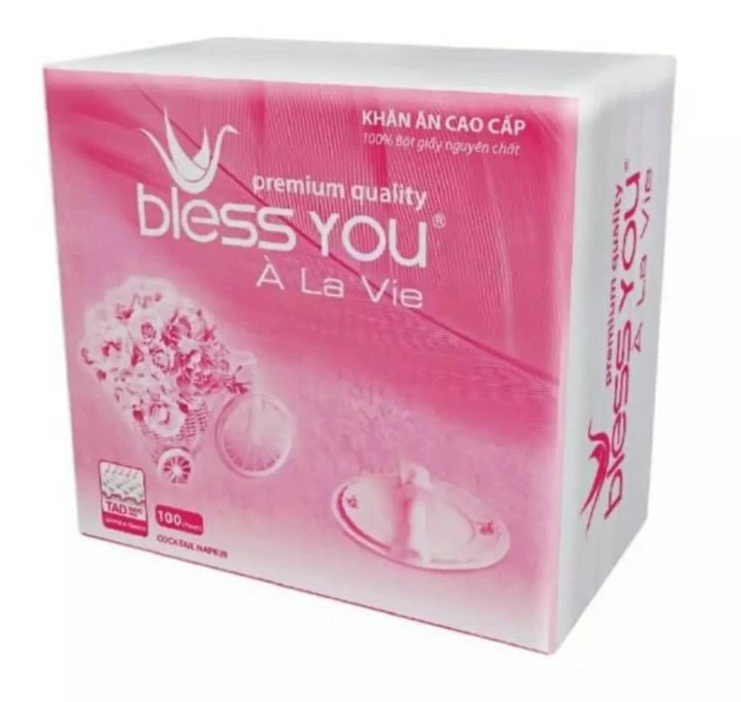  Khăn giấy ăn Bless You 1 lớp 100 tờ (33*33 cm & 23*23 cm) 