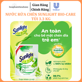  Nước rửa chén Sunlight Bio-care với thành phần từ 100% tự nhiên Túi 3.3 kg 