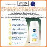  Sữa Chống Nắng NIVEA SUN Derma Invisible Daily Fluid SPF50+ Tàng Hình Trên Da 40 ml 