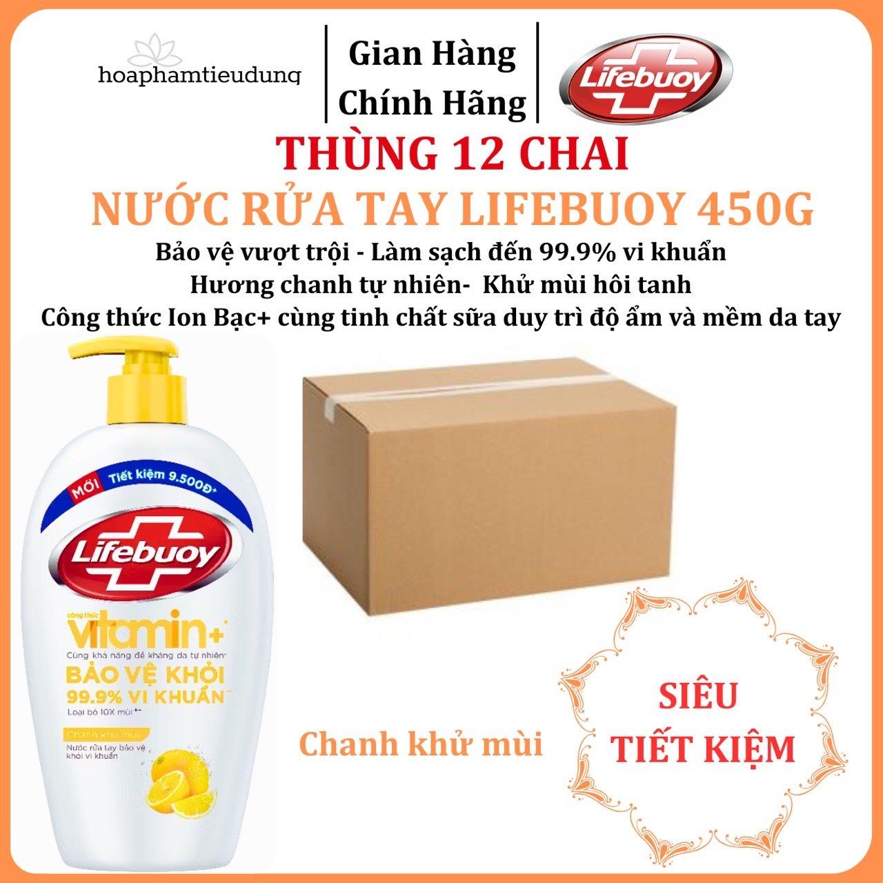  Nước Rửa Tay Lifebuoy Bảo Vệ Khỏi 99.9% Vi Khuẩn Gây Bệnh Với Ion Bạc+ Hỗ Trợ Cùng Đề Kháng Da Tự Nhiên 450g 