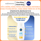  Sữa Chống Nắng NIVEA SUN Derma Invisible Daily Fluid SPF50+ Tàng Hình Trên Da 40 ml 