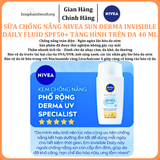  Sữa Chống Nắng NIVEA SUN Derma Invisible Daily Fluid SPF50+ Tàng Hình Trên Da 40 ml 