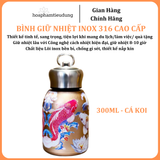  Bình giữ nhiệt Inox 316 in hình họa tiết đẹp mắt có quai treo siêu bền 300ml, 650ml, 800ml 