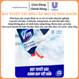  Bọt Tuyết Siêu Mạnh Tẩy Bồn Cầu và Nhà Vệ Sinh Vim, Diệt 99,9% Vi Khuẩn 500ml 