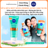  Sữa Rửa Mặt NIVEA Derma Acne Care Gel Tạo Bọt Sạch Sâu Giảm Mụn 90 ml 