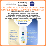  Sữa Chống Nắng NIVEA SUN Derma Blemish Control Kiềm Dầu Ngừa Mụn 40 ml SPF50+ 