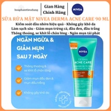  Sữa Rửa Mặt NIVEA Derma Acne Care Gel Tạo Bọt Sạch Sâu Giảm Mụn 90 ml 