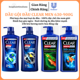  Dầu Gội Đầu cho nam Clear Men đánh bay gàu, ngứa và vi khuẩn mát lạnh cực đỉnh suốt ngày dài 600-900g 