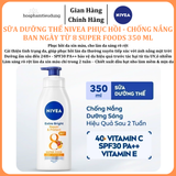  Sữa Dưỡng Thể NIVEA Phục Hồi & Chống Nắng Ban Ngày từ 8 Super Foods 350 ml 