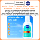  Nước Tẩy Trang NIVEA Derma Acne Care Micellar Sạch Sâu Giảm Mụn 400 ml 