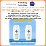  Sữa Chống Nắng NIVEA SUN Derma Blemish Control Kiềm Dầu Ngừa Mụn 40 ml SPF50+ 