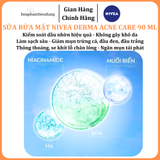  Sữa Rửa Mặt NIVEA Derma Acne Care Gel Tạo Bọt Sạch Sâu Giảm Mụn 90 ml 