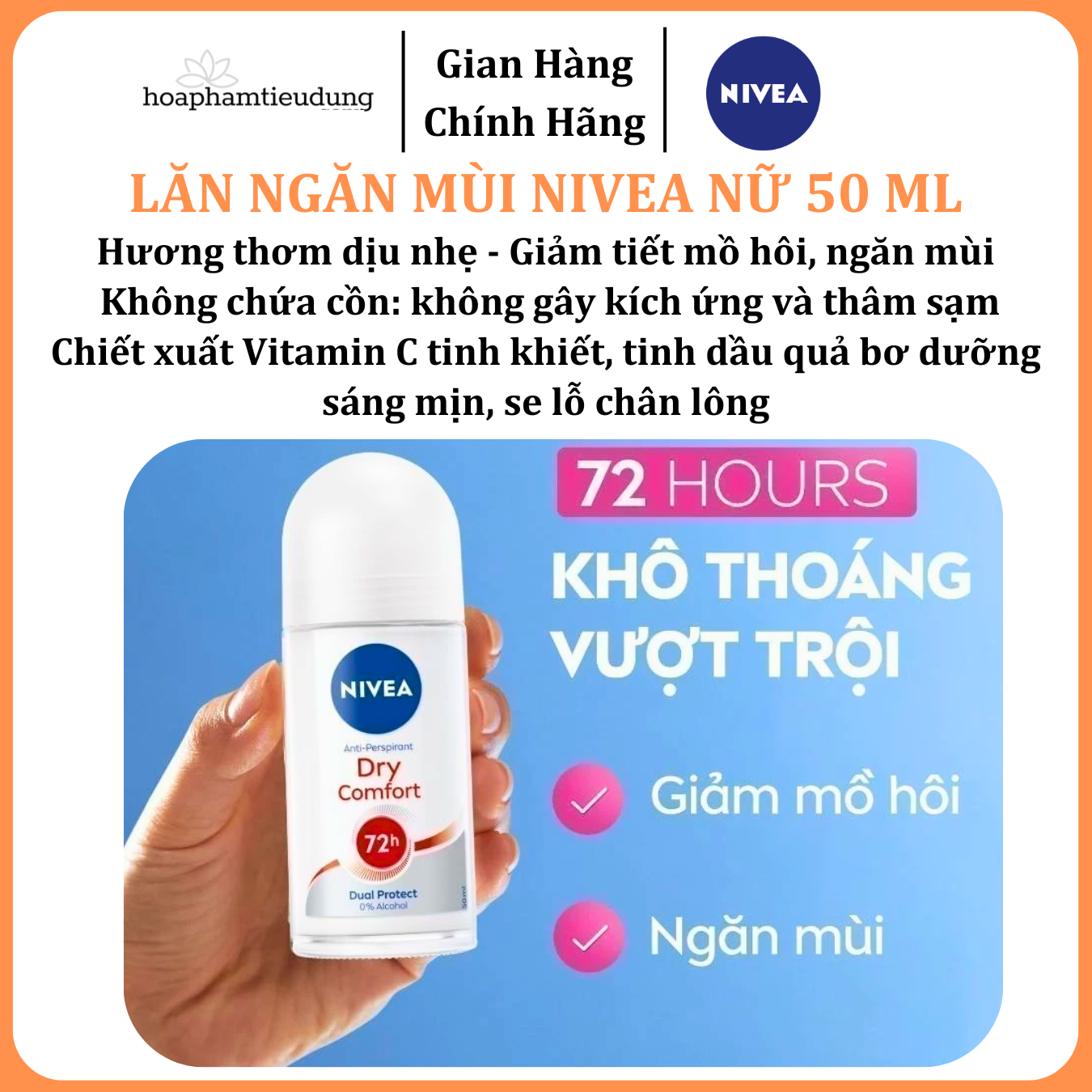  Lăn Ngăn Mùi NIVEA nữ Sáng Mịn | Mờ Thâm | Se Khít Lỗ Chân Lông | Tươi mát | Khô thoáng | Ngăn vệt ố 50 ml 