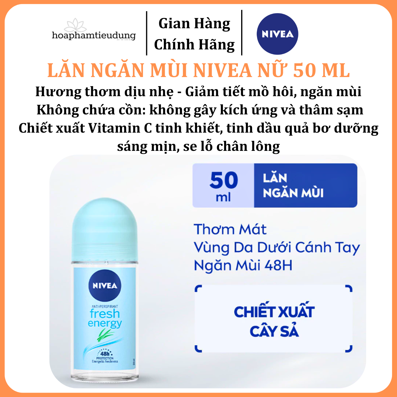  Lăn Ngăn Mùi NIVEA nữ Sáng Mịn | Mờ Thâm | Se Khít Lỗ Chân Lông | Tươi mát | Khô thoáng | Ngăn vệt ố 50 ml 
