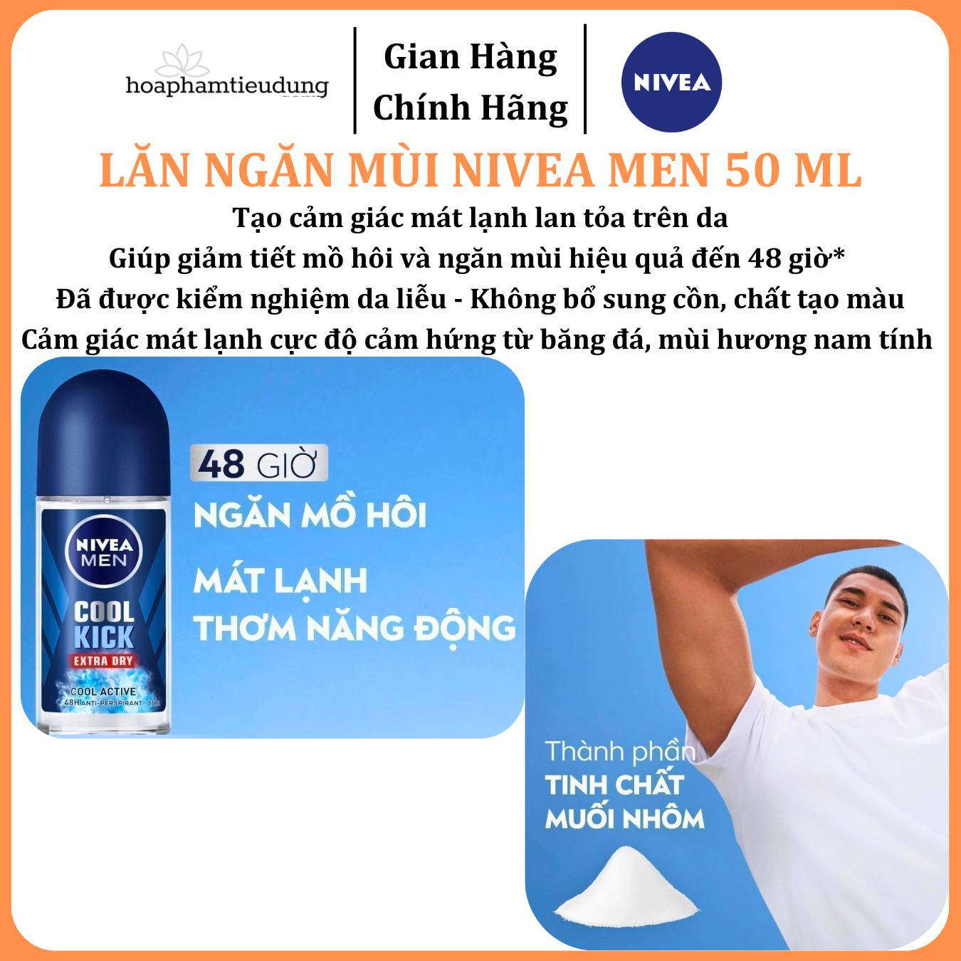  Lăn Ngăn Mùi NIVEA MEN Khô Thoáng/Sáng Da/Cool Kick Mát Lạnh 50 ml 