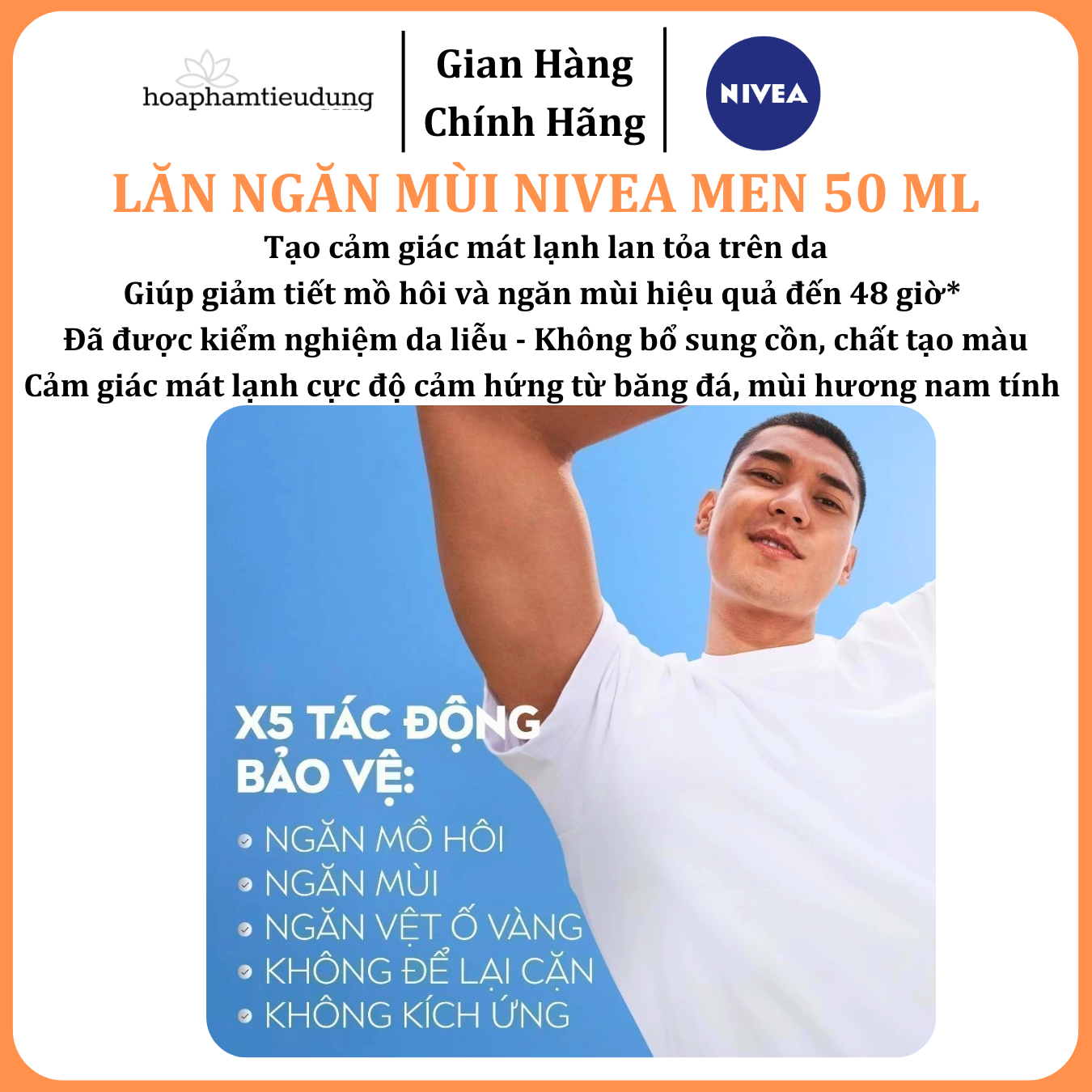  Lăn Ngăn Mùi NIVEA MEN Khô Thoáng/Sáng Da/Cool Kick Mát Lạnh 50 ml 