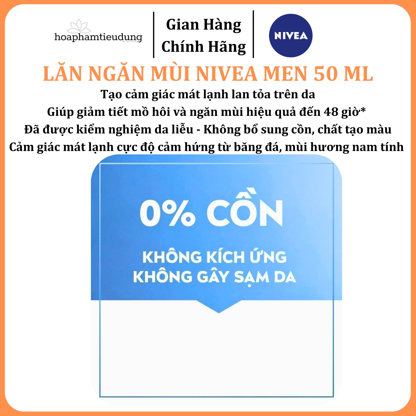  Lăn Ngăn Mùi NIVEA MEN Khô Thoáng/Sáng Da/Cool Kick Mát Lạnh 50 ml 