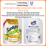  Nước rửa chén Sunlight Bio-care với thành phần từ 100% tự nhiên Túi 3.3 kg 
