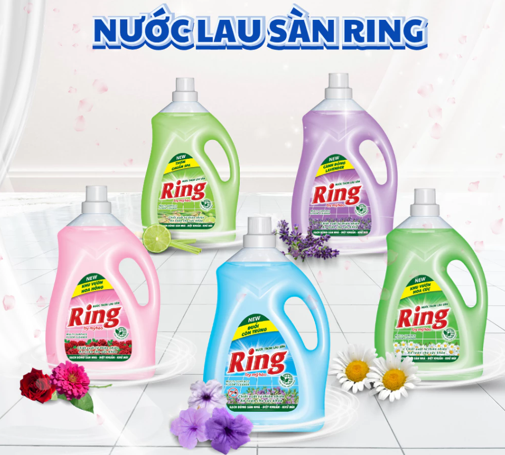  Nước Lau Sàn Chiết Tinh Dầu Thiên Nhiên Ring Ngăn Côn Trùng Hiệu Quả, Sạch Bóng, Sảng Khoái Bình 3.6Kg 