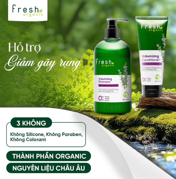  Dầu Gội FRESH ORGANIC Tinh Chất Tràm Giảm Gàu (Anti Dandruff) / Tinh Chất Hương Thảo Giảm Gãy Rụng (Volumizing) 500g 
