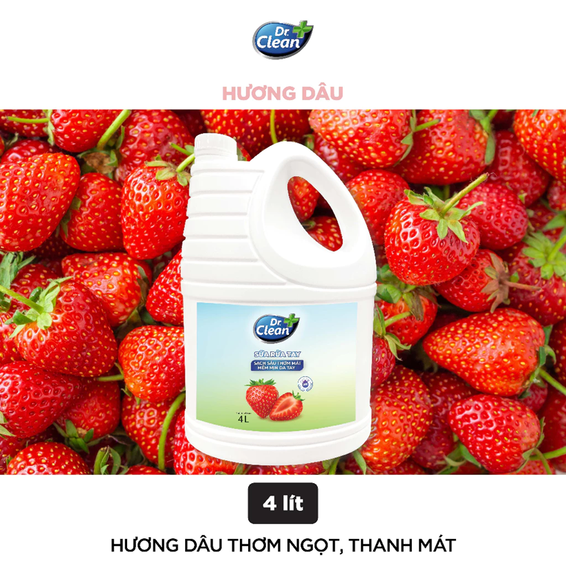  Sữa Rửa Tay Dr.Clean 4 Kg – Dịu Nhẹ & Dưỡng Ẩm Da Tay - Mùi Hương Thơm Mát 