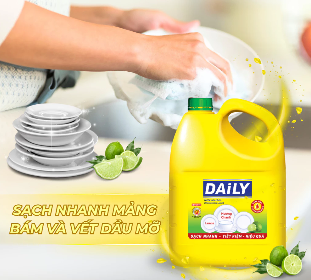  Nước Rửa Chén An Toàn Cho Da Daily Mỹ Hảo Bình 200-750g/ 3.5-5kg 