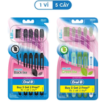  Bàn Chải ORAL-B Tinh Chất Trà Xanh/ Trà Đen - Vỉ 5 cây 