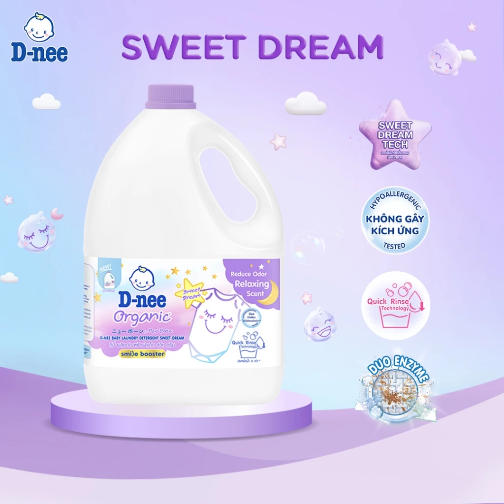  Nước giặt D-nee cho trẻ sơ sinh, mềm dịu, thơm nhẹ, không hư hại quần áo - Can 3000ml 