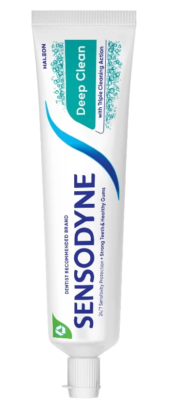  Kem đánh răng SENSODYNE Deep Clean 160g giúp giảm ê buốt hiệu quả, sạch sâu cho hơi thở thơm mát 