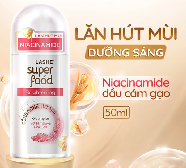  Lăn Hút Mùi LASHE SUPERFOOD Dưỡng Sáng Da / Se Khít Lỗ Chân Lông / Dưỡng Sáng & Kháng Ố 50ML 