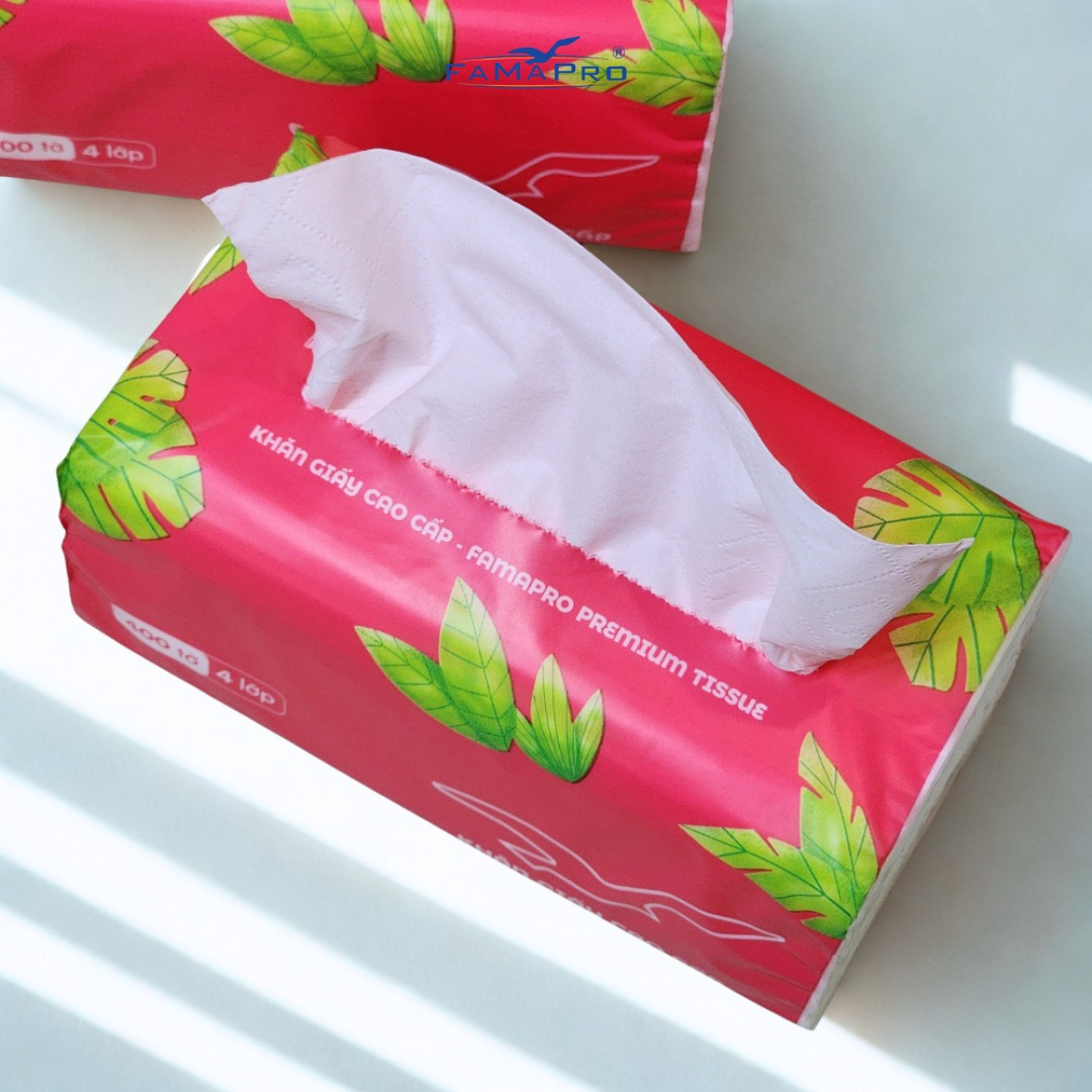  Khăn Giấy Ăn Cao Cấp Famapro Tissue (Dạng Trung) Thiết Kế 4 Lớp 