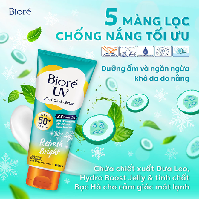  Serum Chống Nắng Dưỡng Thể Kháng Bụi - Sáng Mịn Mát Lạnh Biore 150ml 
