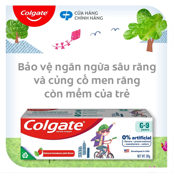  Kem đánh răng Colgate Kid Free From cho bé 6-9 tuổi không chất bảo quản 80g 