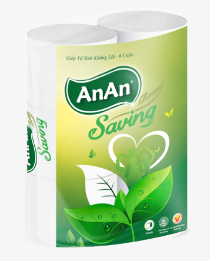  Giấy Vệ Sinh Không Lõi Anan Saving 2 lớp 6 Cuộn 