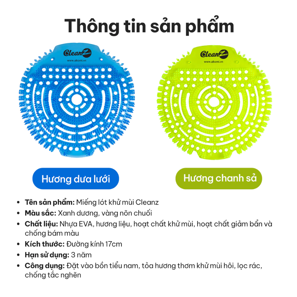  Tấm Lót Bồn Tiểu Nam Đứng, Tấm Lót Khử Mùi Bồn Cầu CleanZ - Khử mùi bồn tiểu, lọc rác, chống tắc nghẽn 