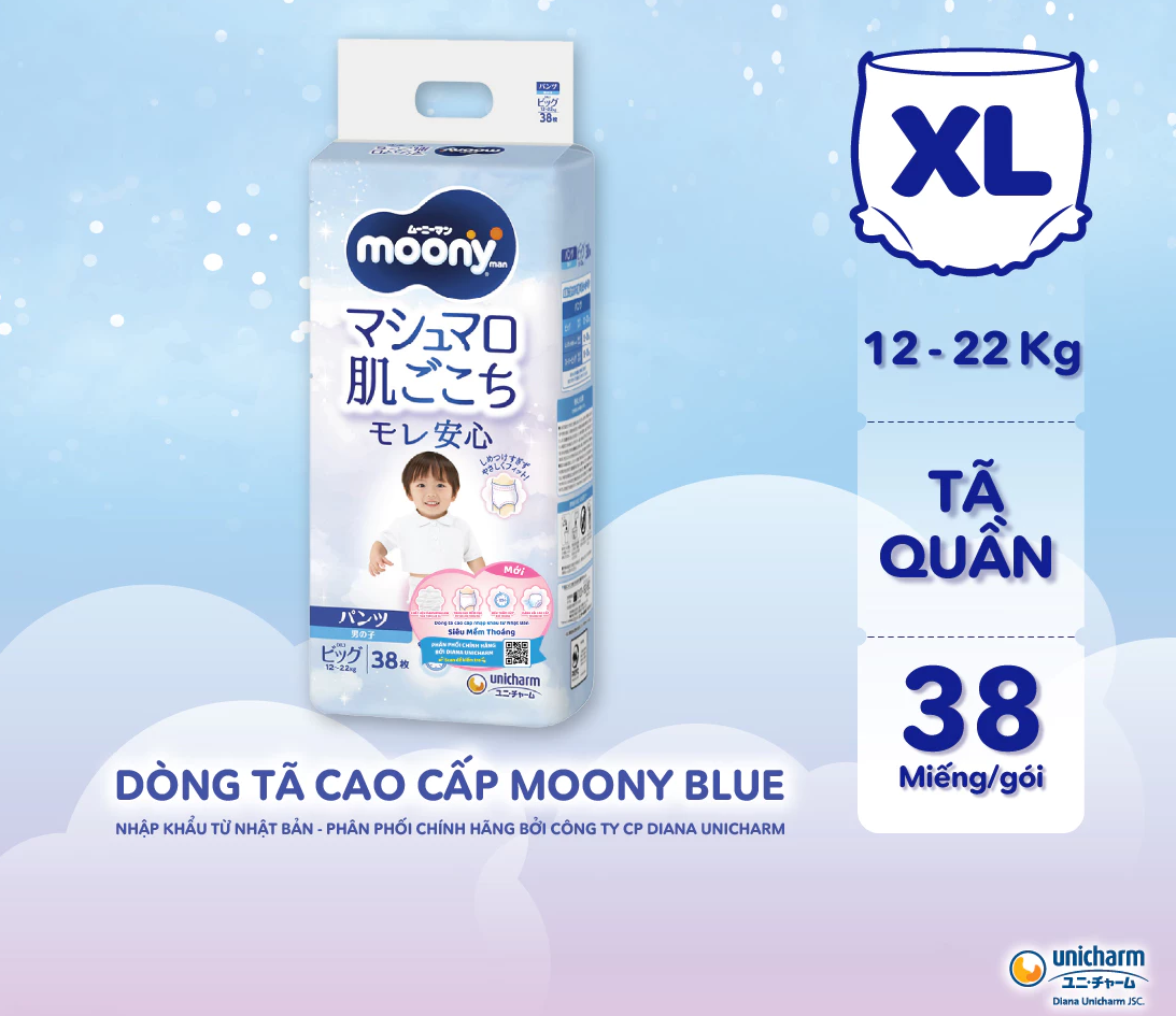  Tã quần cao cấp Moony Bé Trai L44/XL38/XXL26 