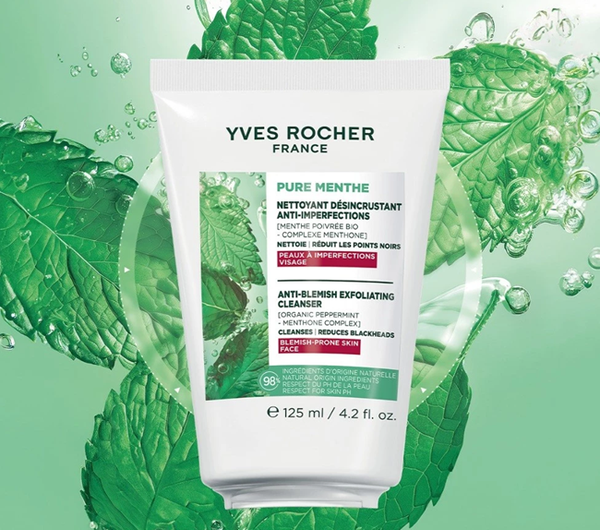  Sữa rửa mặt tẩy tế bào chết & mụn đầu đen Yves Rocher Pure Menthe Anti Black Head 125ml 