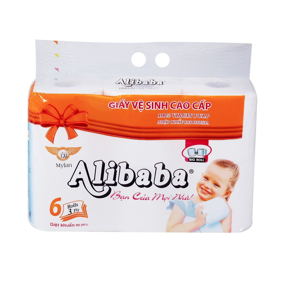  Giấy vệ sinh Alibaba em bé có lõi 6 cuộn 
