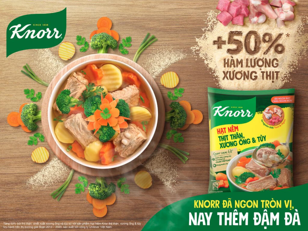  Hạt nêm Knorr thịt thăn, xương ống, tủy gói 170 g 