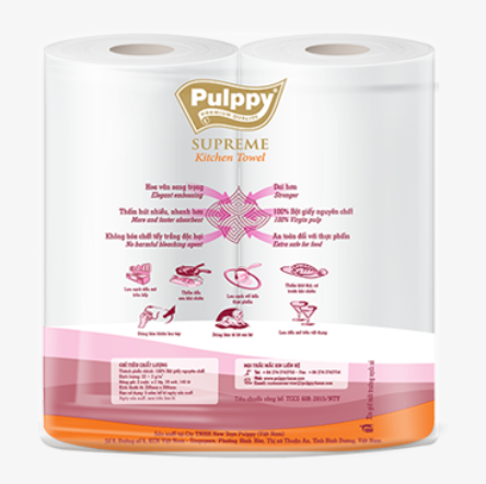  Khăn giấy đa năng Pulppy Supreme 2 lớp (2 cuộn – 140 tờ) 