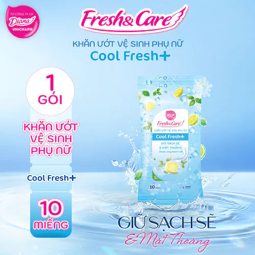  Khăn Ướt Fresh & Care Vệ Sinh Phụ Nữ Skin Comfort+/ Cool Fresh+ 10 miếng/gói 