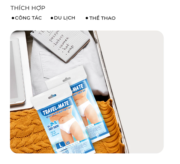  Quần Lót Miễn Giặt Tiện Lợi TRAVEL-MATE Nam, 5 Cái/Bao - Quần Lót Nam 