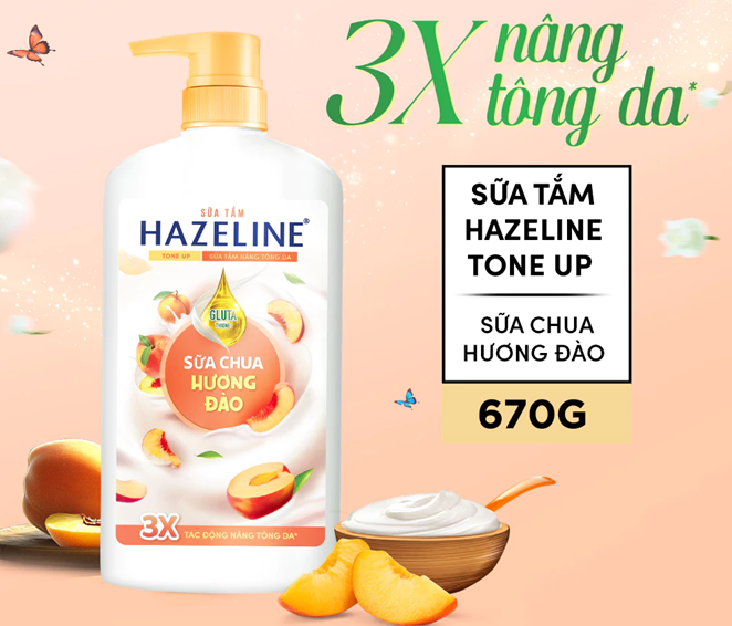  Sữa tắm Hazeline Tone Up Sữa Chua 670g 