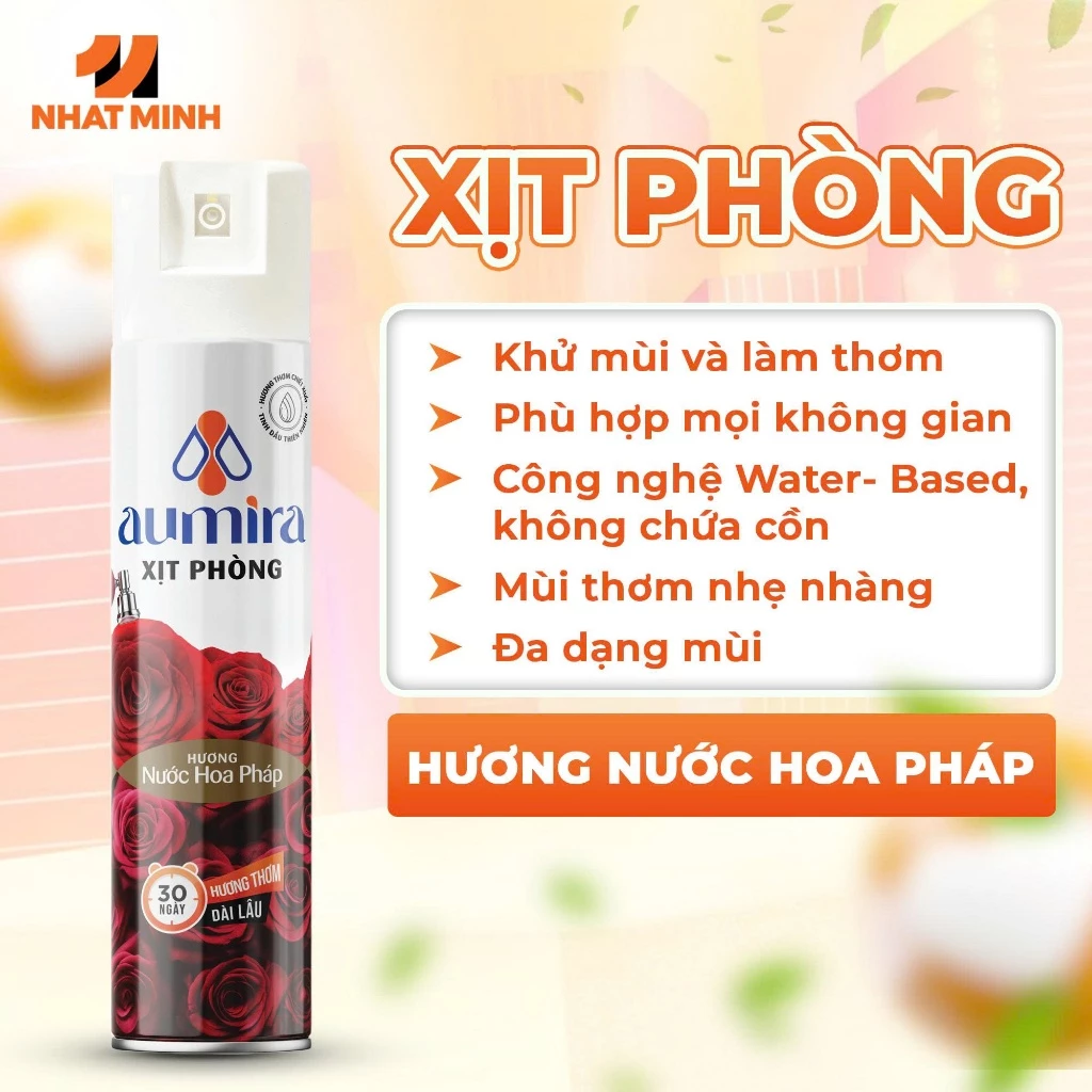  Xịt Thơm Phòng Aumira 280ml 5 Mùi Hương Đánh Bay Mùi Hôi, Lan Tỏa Hương Thơm Tươi Mát 