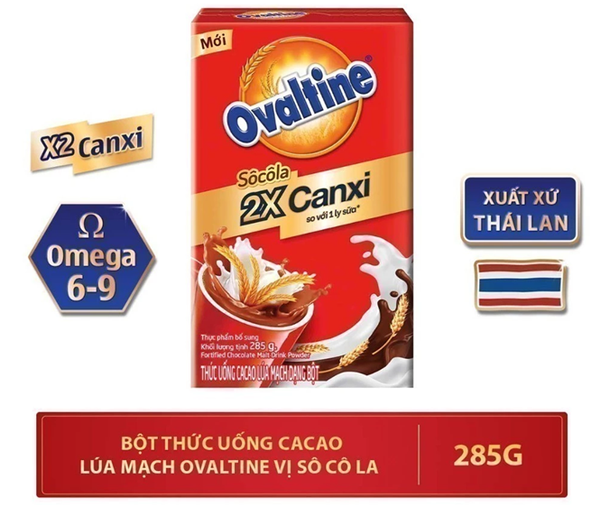  Bột Thức Uống Cacao Lúa Mạch Vị Sô Cô La Ovaltine 285G 