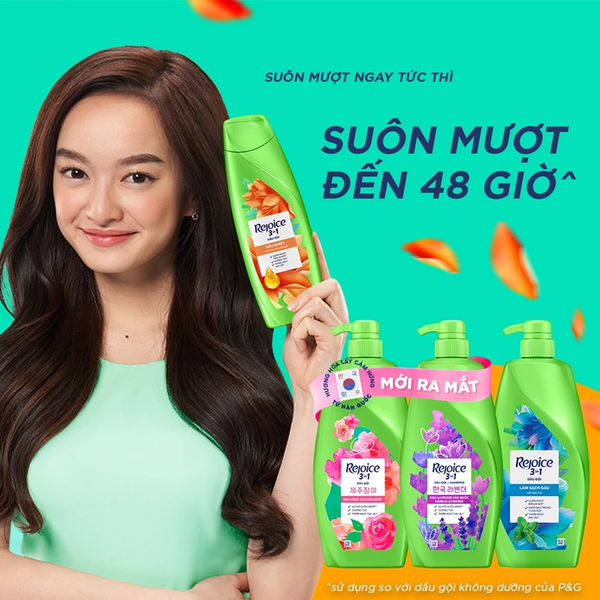  Dầu Gội REJOICE 3 Trong 1 Với Chiết Xuất Từ Tinh Dầu Argan Siêu Mượt/ Bạc Hà Sạch Gàu/ Hoa Hồng Jeju Chai 1150 ml 
